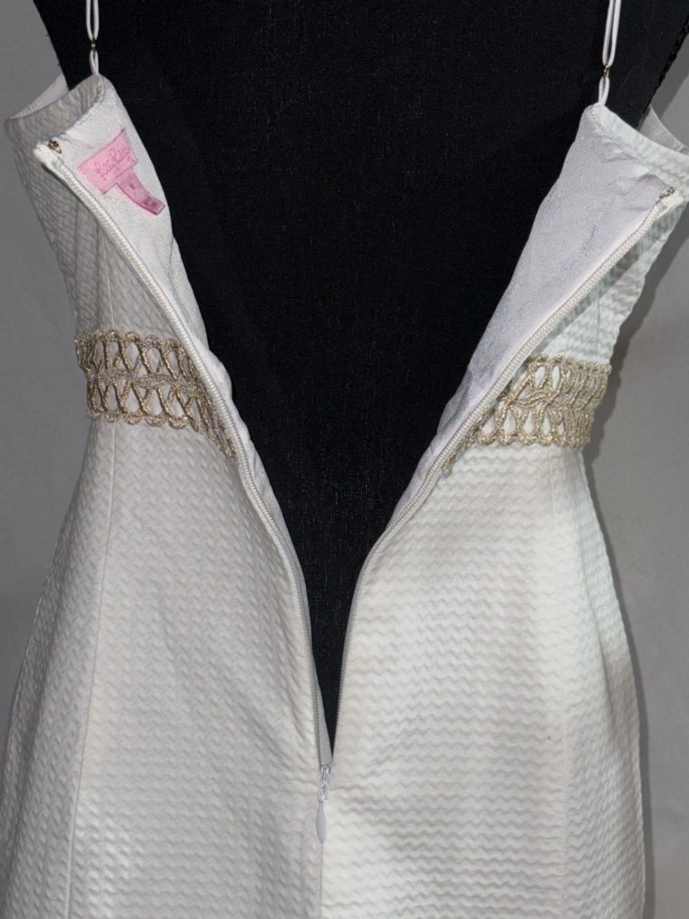 Lilly Pulitzer White Halter Mini Dress with Braided Neutral Trim - Picture 6 of 8
